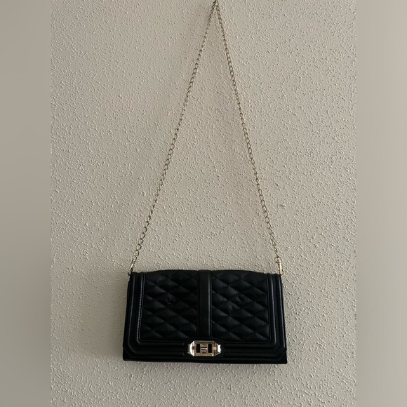 Rebecca Minkoff Black Leather Quilted Chain Strap Shoulder/Crossbody Bag - Picture 5 of 16